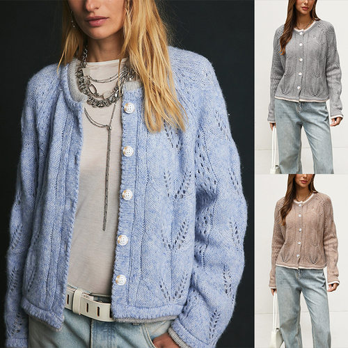 Women autumn and winter short button jacket sweater cardigan