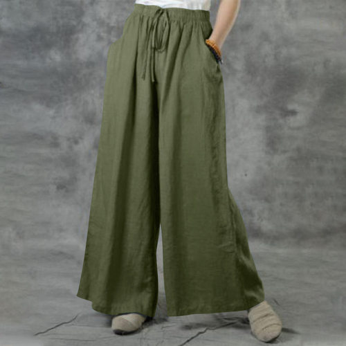 Women's oversized loose cotton and linen casual pants 长裤女