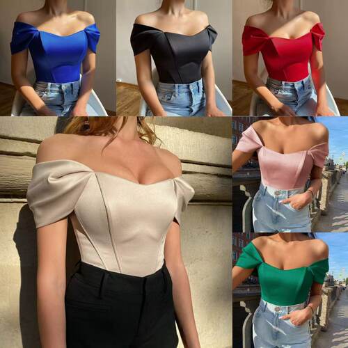 waistband strapless vest women's color Ding one shoulder top