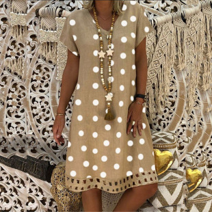 neck dress dot 5xl size big sleeved short polka Fashion