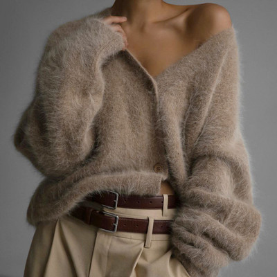 Casual Long Sleeves Oversized Knit Sweater Top for Women