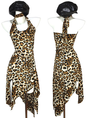 women's hanging neck, exposed back irregular suspender dress