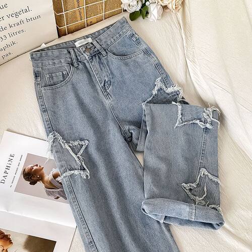 Street star jeans women's loose high waisted straight pants