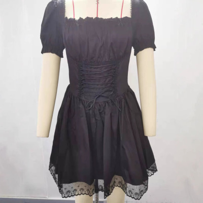 Lace lace sexy princess dress with bubble sleeves dress