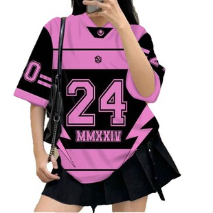 casual top jersey loose sleeved shirt short street collar