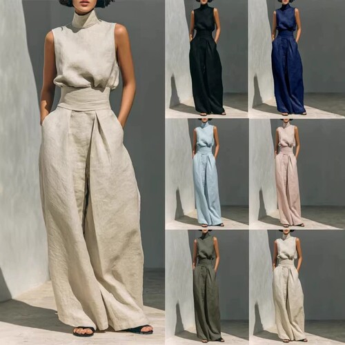 Women's plus size 3xl 2xl sleeveless pants casual suit 套装