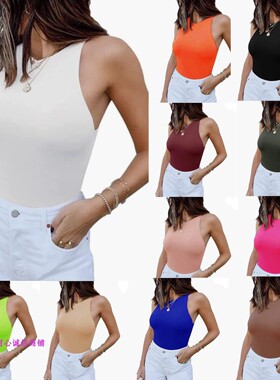 Women Sexy Sleeveless Racerback Lace Tight Tank Top jumpsuit