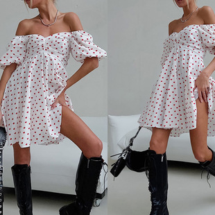 off floral 3xl dress length women mid Oversized shoulder