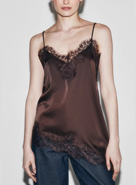 Sexy lace patchwork irregular adjustable camisole top 背心