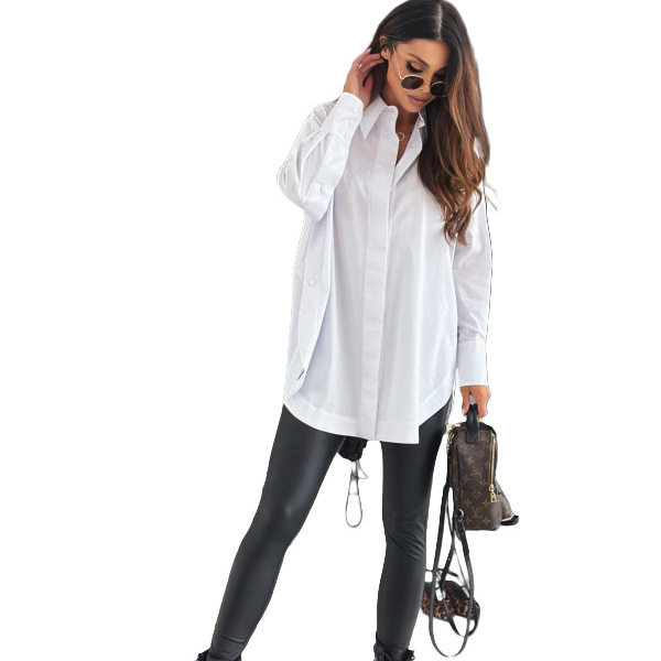 Casual versatile slit long sleeved shirt 开叉长袖衬衫衬衣女
