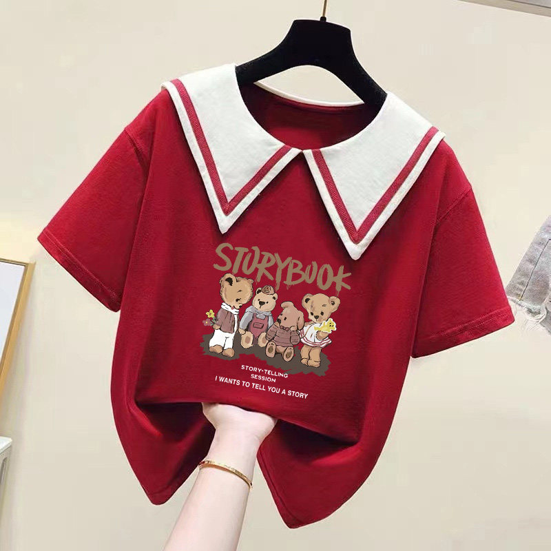 专柜清仓捡漏女童娃娃领短袖T恤2024新款夏装洋气百搭打底衫上衣,童装/婴儿装/亲子装,T恤,淘宝优惠券,粉丝福利购,淘宝优惠卷