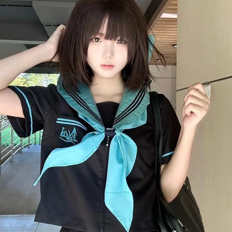 胖MM大码清本会JK日系校供短袖中间上衣jk制服学院夏季水手服套装