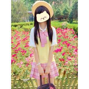 胖MM大码日系jk制服套装校供黄色背心针织衫学院糖果JK裙衬衫一套