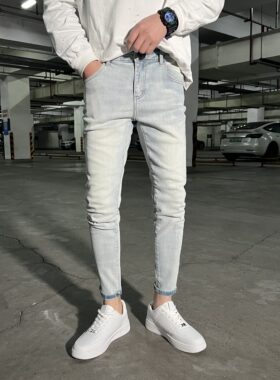 光板百搭修身九分牛仔男裤