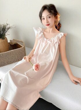 小女孩网红睡裙夏季新款薄款吊带女童睡裙冰丝中大童空调服连衣裙