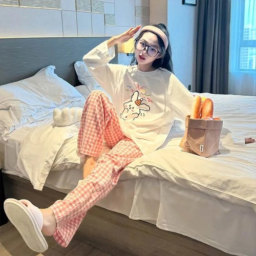 全棉2026新款休闲A类女童儿童睡衣纯棉家居服春秋长袖中大童套装