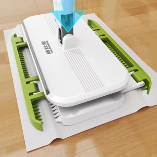 日本平板拖把家用不锈钢杆珊瑚绒拖头免洗夹固式结实耐用家庭清洁