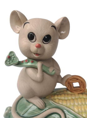 石湾陶瓷公仔动物生肖鼠送礼家居装饰摆件纯手工客厅80后新年桌面