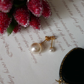 HONEY.大颗灯泡 通体925纯银正圆强光贝珠气质复古高级感珍珠耳饰