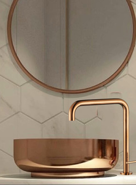 2021新款拉丝金面盆龙头分体洗脸盆龙头全铜卫生间台上盆水龙头