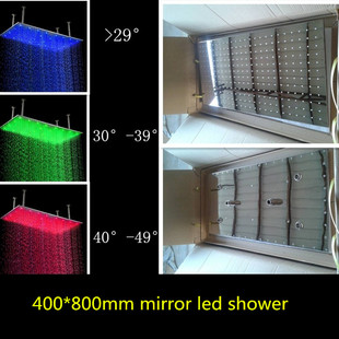 吊顶双人淋浴花撒40x80cm长方形不锈钢镜面led顶喷头rain shower