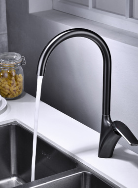 枪灰色厨房厨用龙头防溅水槽冷热水龙头洗碗池菜盆万向可旋转家用