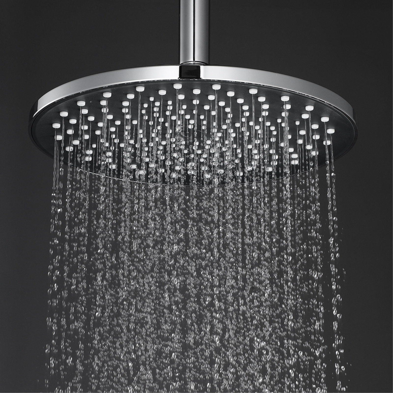 圆形现代简约枪灰色暗装花洒顶喷入墙式255*255mm新款星空ABS喷头