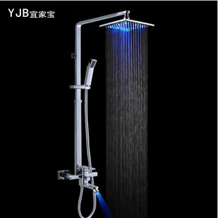 优质全铜方形手持水龙头冷热混水阀创意花洒 带led灯明装淋浴套装
