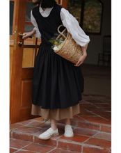 1996不讨喜 日系复古圆领全棉复古围裙式连衣裙宽松百褶罩衫2023