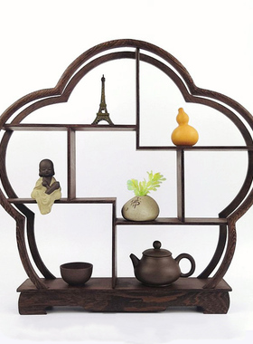 微型家具新中式小博古架鸡翅木多宝阁茶壶架子摆架饰品架小多宝格