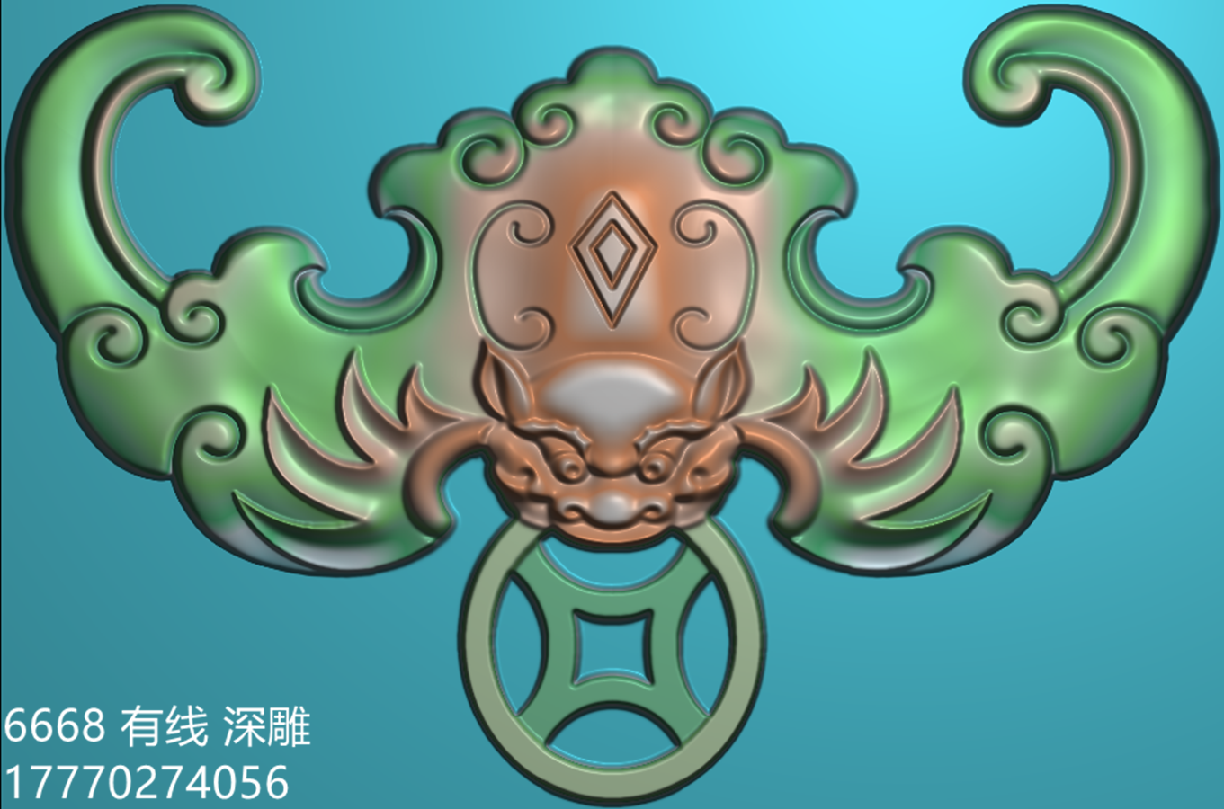 单只蝙蝠精雕图深雕正面单蝙蝠浮雕图灰度图蝙蝠 有线6668