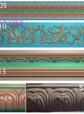 BB305新款藏式大压条精雕图 洋花线条大横浮雕图 灰度图有线