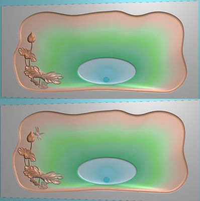 精雕图JDP荷花蜻蜓茶盘666精雕图 荷花茶盘灰度图 浮雕图 带线
