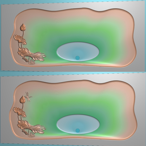 精雕图JDP荷花蜻蜓茶盘666精雕图 荷花茶盘灰度图 浮雕图 带线