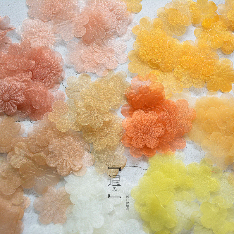 纱花瓣花片辅料立体花朵 diy头纱装饰双层欧根纱薄纱婚纱礼服材料