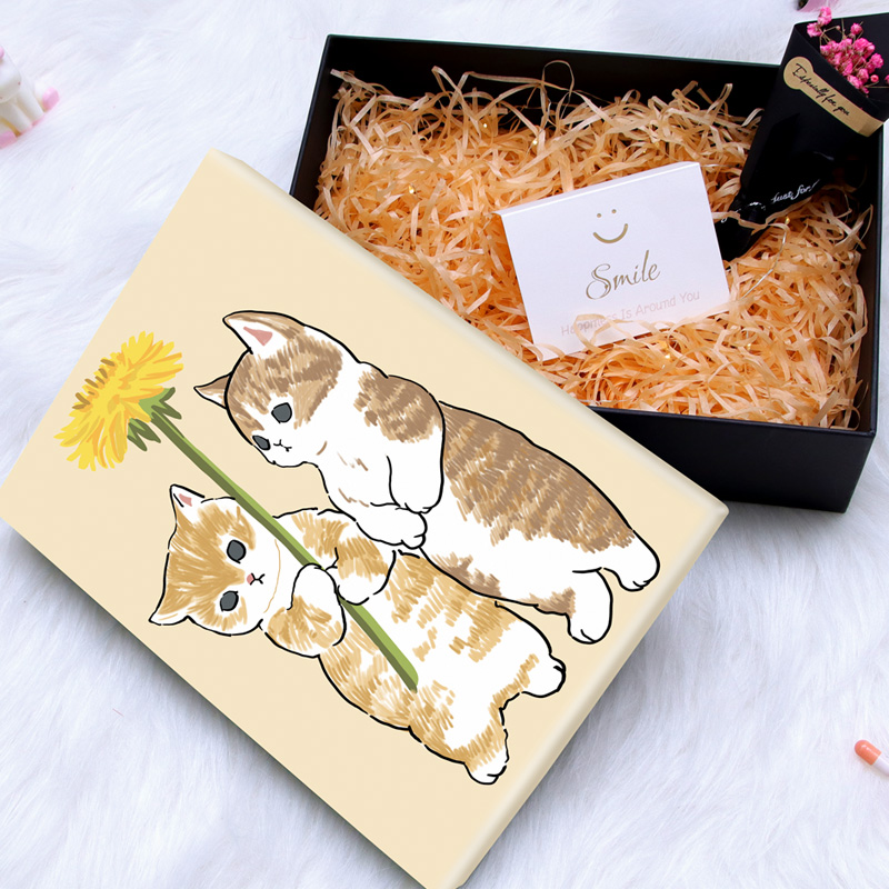 个性调皮猫礼物盒生日礼品盒空盒T恤礼品包装盒送女生高级感礼盒