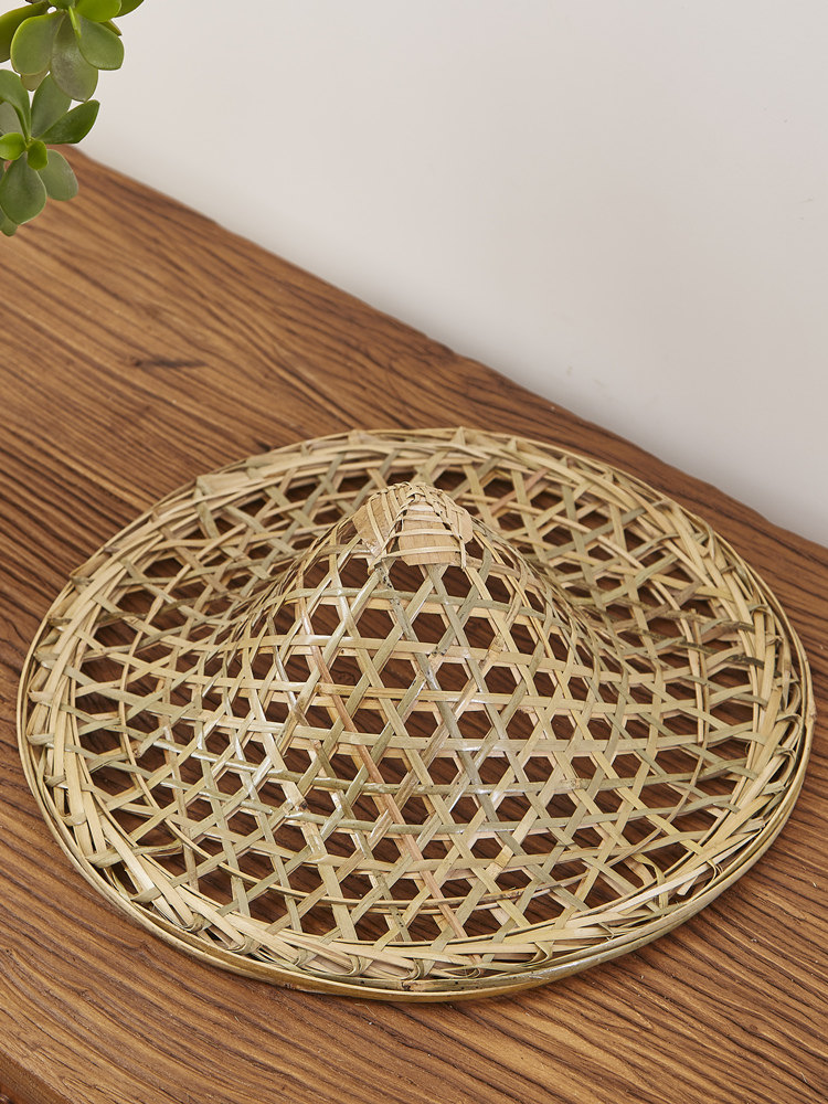 手工编织竹斗笠帽防雨遮阳帽大檐草帽舞蹈演出斗笠道具帽竹编帽子