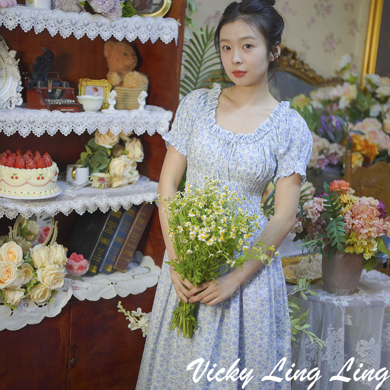 特惠LIBERTY日版泡泡袖连衣裙弹力褶皱DOEN款（多 色可选）