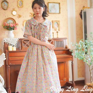 LIBERTY重工手工捏花 休闲连衣裙