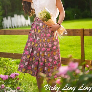 特 LIBERTY粉色郁金香半身裙+liberty白色上衣 夏新款