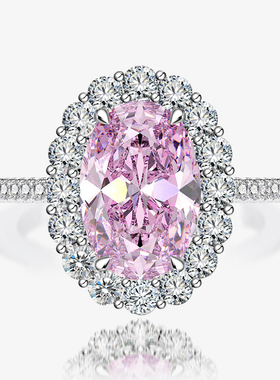 S925纯银椭圆鸽子蛋戒指女轻奢小众高级感仿真钻石结婚高碳钻戒指