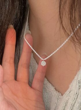 S925纯银祖母绿锆石波光粼粼项链女轻奢简约高级感小众百搭锁骨链