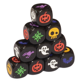乌鸦幽灵南瓜头骷髅蝙蝠黑色骰子 万圣节图案6面筛子桌游配件色子