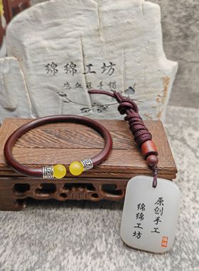 925纯银西藏鸡血藤民族风本命年山南精品5粗细无节古风简约手镯