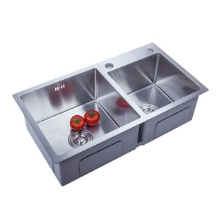 72x41 78x46手工双槽SUS不锈钢加厚厨房洗菜盆洗碗水池加厚 75x43