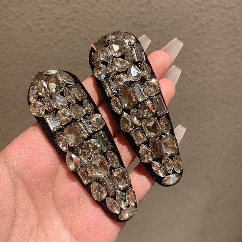 新款潮小众高级感设计超闪水钻水滴形发夹BB夹侧边刘海夹发卡发饰