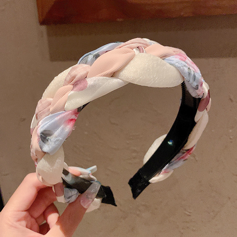 高级感夏季编织麻花发箍女网红发卡百搭外出宽边高颅顶头箍头饰潮