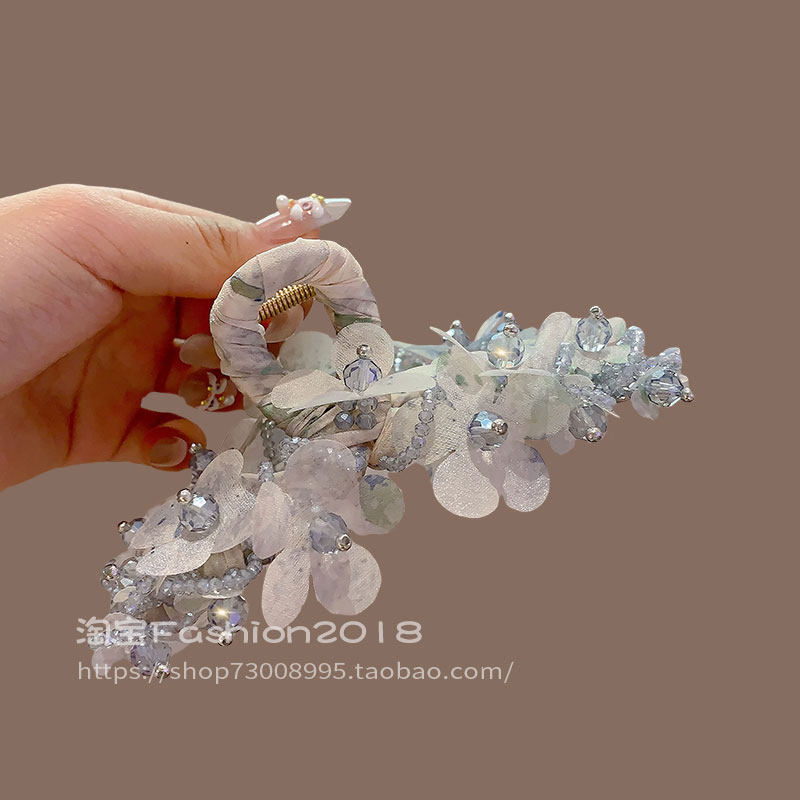 精致大号水晶抓夹女高级感鲨鱼夹精品新款发夹后脑勺盘发夹子头饰