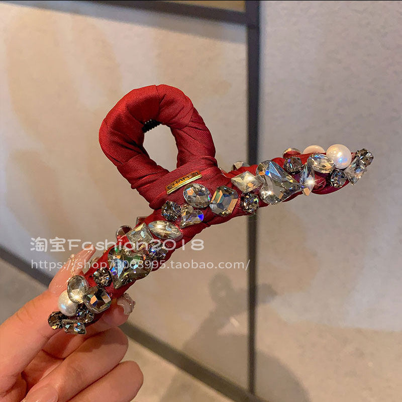 港风复古轻奢满钻鲨鱼夹女后脑勺百搭时尚优雅发夹大号鲨鱼夹发饰