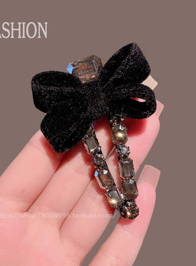 精致气质锆石蝴蝶结前额刘海一字侧边夹发夹子高端小众头饰鸭嘴夹